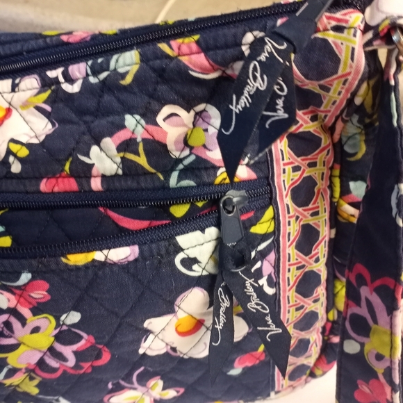 Vera Bradley Quilted Classic Floral Butterfly Navy Pink White Boho Crossbody Bag - Picture 7 of 10